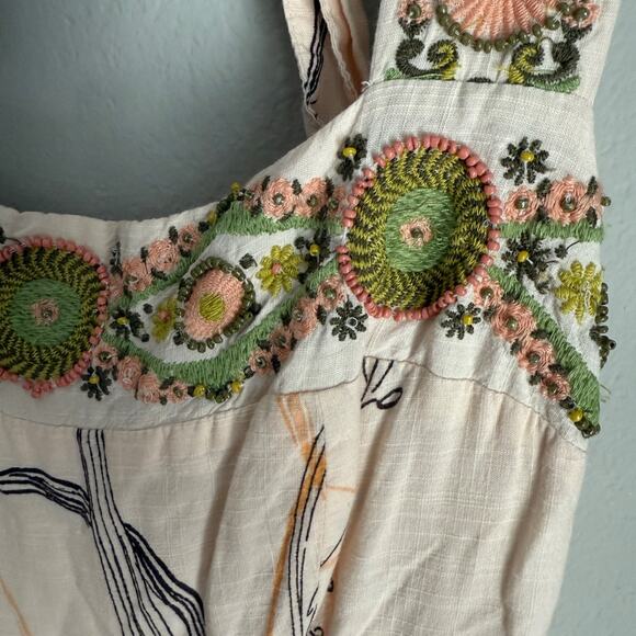 Anthropologie Square Neck Embroidered Maxi Dress XS Boho - Picture 8 of 13